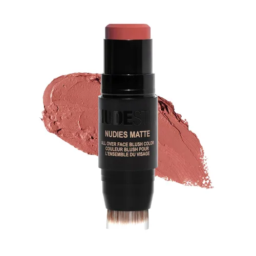 Vista 13 de Nudestix Nudies Blush Stick - Rubor crema 3 en 1 para mejillas, ojos y labios con cepillo integrado, acabado mate suave para un rubor natural