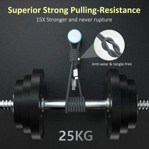 Vista 8 de QCEs Cable de monitor USB C de 5 pies, 8K30Hz, 4K60Hz, 20Gbps USB C 3.2 Gen 2x2, cable de carga PD de 100 W, compatible con iPhone 17 16 15 MacBook