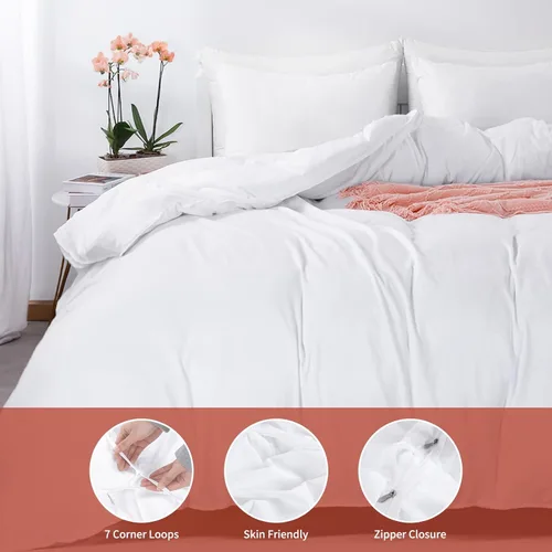 Vista 4 de HOMBYS - Funda de edredón de tamaño King extragrande de 120 x 120 pulgadas, funda de edredón ultra suave de microfibra blanca para todas