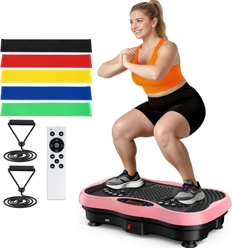 Vista 11 de Máquina de ejercicios con placa de vibración, 130 niveles de entrenamiento de cuerpo completo, placa vibratoria para drenaje linfático, pérdida