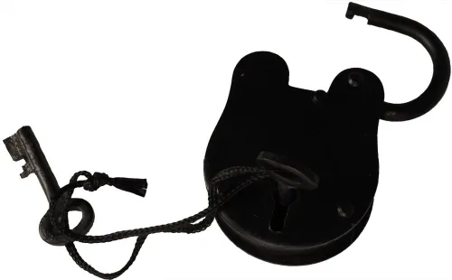 Vista 2 de Candado de estilo antiguo de 3" - Cerradura de carcelero de hierro con llaves [Varios]