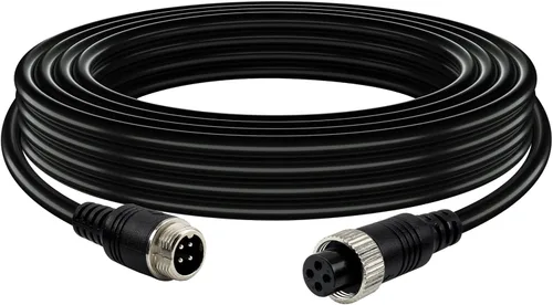 Vista 8 de Cable de cámara de 4 pines con cubierta de tubo de corrugación, cable de extensión de video de aviación de 4 pines, cámara de visión trasera CCTV