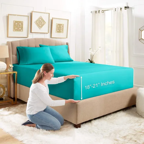 Vista 10 de Empyrean Bedding - Sábanas bajeras tamaño Queen, con sábana de cajón extra profunda – Juego de sábanas bajeras extra profundas, de 24 pulgadas