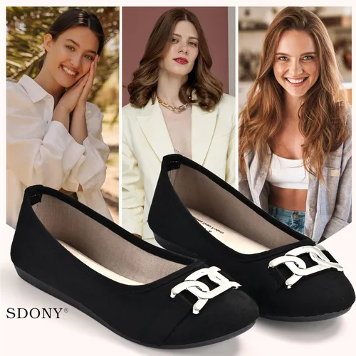 Vista 6 de Zapatos de ballet para mujer, cómodos zapatos planos casuales para caminar, conducir, elegantes