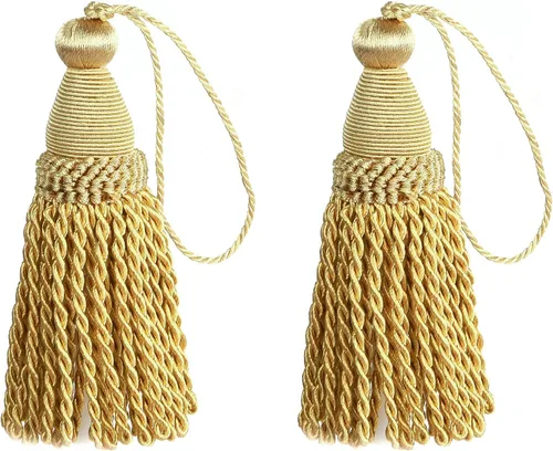 Paquete de 2 Borlas de Llave 24cm/ 9 Pulgadas con Bucles, Artesanía de Borla Trenzada Hecha a Mano, Accesorios de Bricolaje para Decoración del Hogar