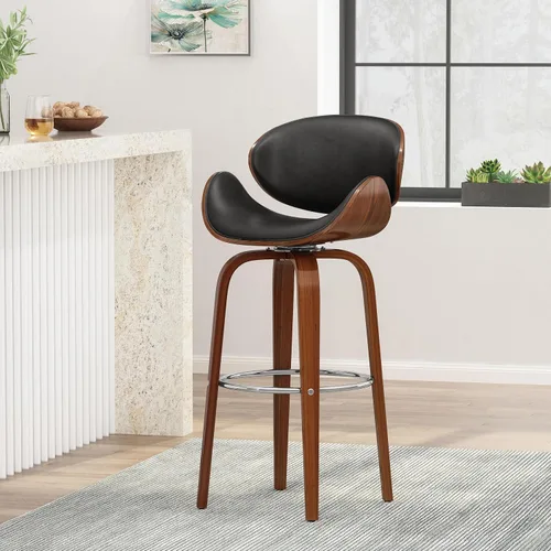 Vista 2 de Swivel Bar Stools Counter Height Stools Modern Dining Chairs Kitchen Chairs Desk Chair Table & Chair Sets Wood Frame Furniture,Black
