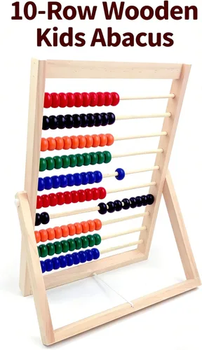 Vista 6 de MAGIKON Marco de números de madera para contar, ábaco de 10 filas para niños que aprenden matemáticas (11-1/2 pulgadas)