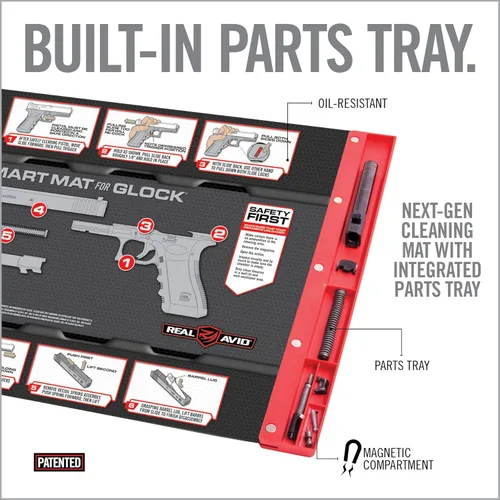 Vista 4 de Real Avid Alfombrillas de limpieza inteligentes para pistolas, resistentes al aceite, 19 x 16 pulgadas, con bandeja de piezas magnéticas y guías