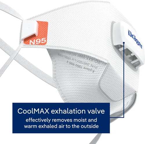 Vista 3 de Dräger X-plore 1950 V N95 mascarilla respiradora con válvula de exhalación Mascarilla respiradora aprobada por NIOSH