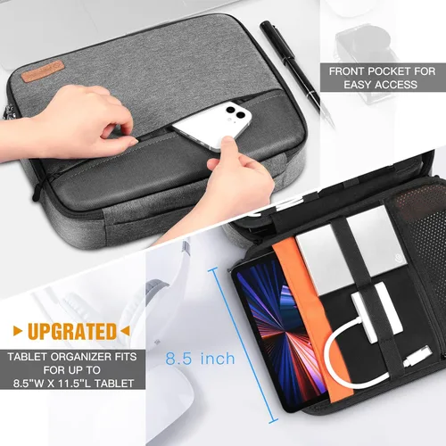 Vista 9 de FINPAC Bolsa organizadora electrónica para cable/cable/cargador/USB/tarjeta Negro y gris