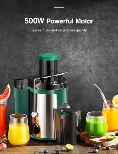 Vista 4 de QCen Máquina de exprimidor centrífuga verde y paquete de botella de vidrio 6PCS