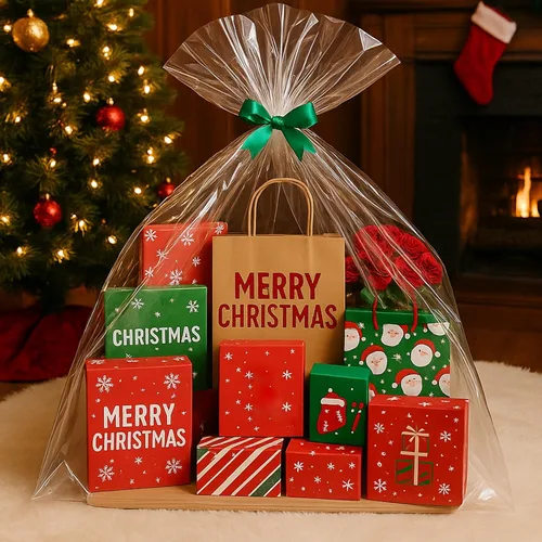 Vista 7 de Morepack Bolsas de celofán extra grandes para cestas de regalo de 50 x 60 pulgadas, bolsas de celofán transparente grandes jumbo, 5 piezas