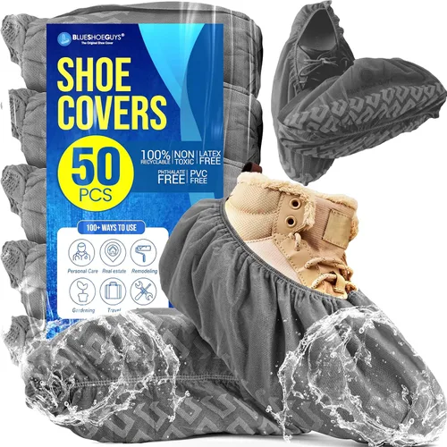 Vista 18 de Blue Shoe Guys Fundas impermeables reutilizables para zapatos, paquete de 4 (2 pares), fundas para botas de lluvia para hombres y mujeres