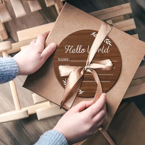 Vista 6 de Letrero de anuncio de bebé, letreros de Hello World para recién nacido, letrero de nombre de bebé, letreros de anuncio de nacimiento para accesorios