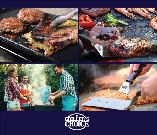 Vista 7 de Griller's Choice - Accesorios profesionales de parrilla de acero inoxidable, kit de accesorios para parrilla de parte superior plana, lavable a
