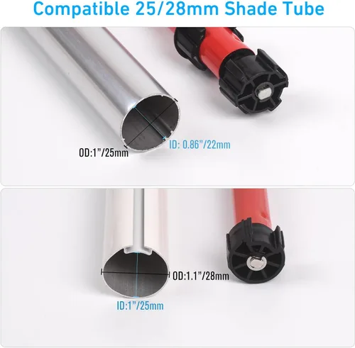 Vista 3 de Mini motor de persiana enrollable con cable de 12 V, requiere adaptador de corriente de CC, no WiFi/batería, para tubos OD de 0.984 in/1.102 in