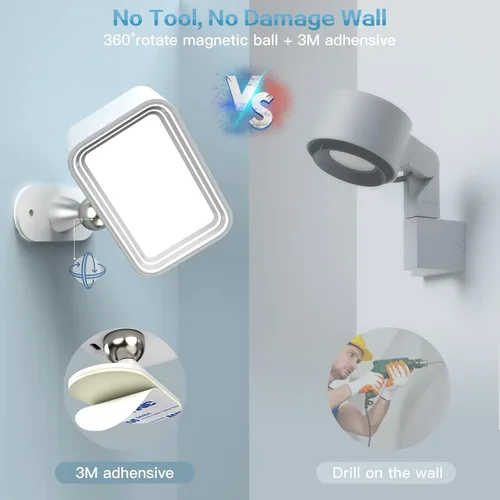 Vista 4 de Lámparas de pared, apliques de pared LED con batería recargable de 2000 mAh, 3 temperaturas de color y brillo, regulable, control táctil y remoto