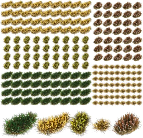 Vista 7 de Redbaker 288 Piezas Mechones de Césped Estático Racimo de Flores Grupos de Vegetación Autoadhesivos Mechones de Césped de Modelo Artificial DIY