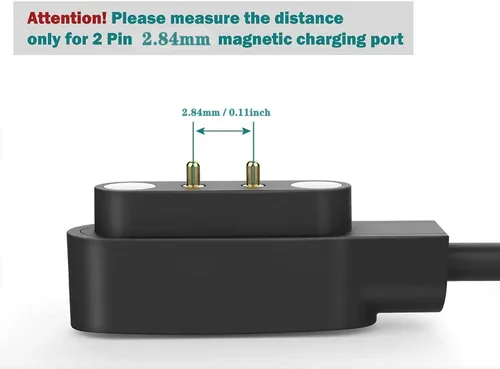 Vista 6 de Cable cargador de reloj inteligente, universal de 2 pines 0.112 in, cable de carga USB de succión magnética para reloj inteligente, cable de carga