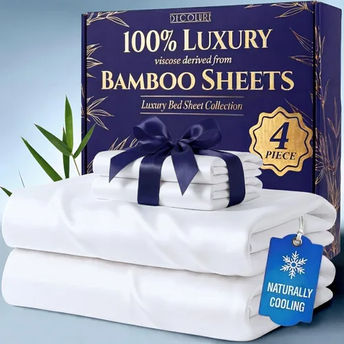 Vista 9 de DECOLURE Sábanas 100% Viscosa Derivada de Bambú Tamaño Individual - Sábanas de Lujo de 3 Piezas Naturalmente Refrescantes, Juego de Cama Ultra Suave
