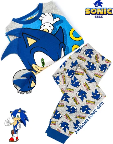 Vista 3 de Sonic The Hedgehog Pijama para niños, disfraz de personaje azul para niños, Gris