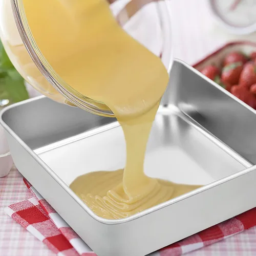 Vista 7 de TeamFar Molde cuadrado para tartas de 6 pulgadas, de acero inoxidable, para brownie, saludable y resistente, diseño de una pieza y borde liso, apto