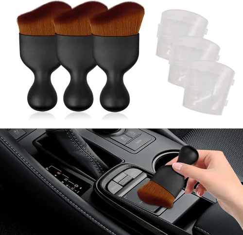 Vista 14 de HAOBO 2 cepillos para detalles del interior del automóvil, cepillos de limpieza suave para el cabello, colectores de polvo de suciedad curvos