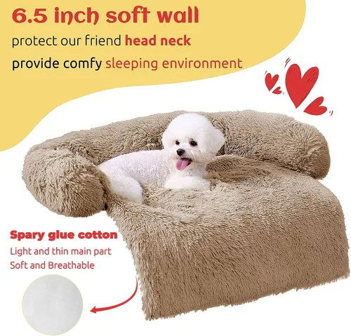 Vista 2 de HACHIKITTY Tapete calmante para sofá cama para mascotas, funda de sofá de felpa lavable, protector de muebles para perros y gatos, sofá cama