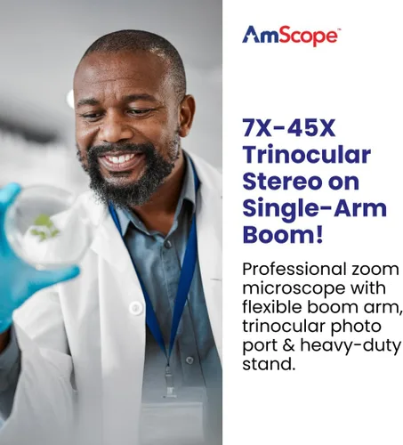 Vista 3 de AmScope SM-3T microscopio estéreo trinocular profesional con zoom estereoscópico SM-3T con control simultáneo de enfoque, oculares WH10x, aumento
