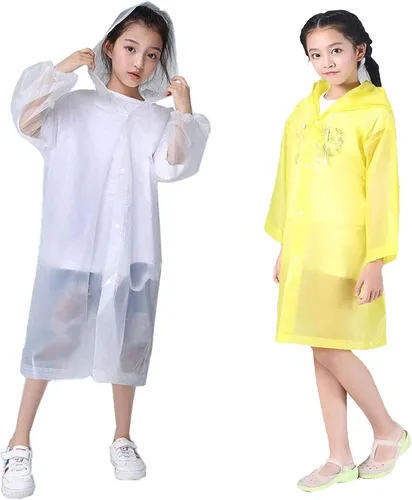 Vista 9 de Impermeable para niños, ponchos de lluvia reutilizables de emergencia para camping, senderismo, viajes, mochilero