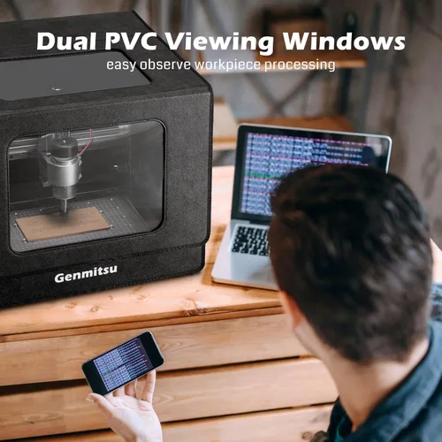 Vista 5 de Genmitsu Kaba - Caja plegable CNC para máquina CNC, reducción de ruido, a prueba de polvo, con barra de herramientas lateral, para 3018-PRO