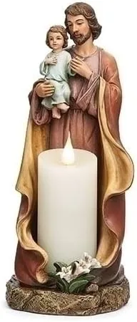 Roman Joseph's Studio, portavelas de figura de San José de 9.75 pulgadas de alto, decoración religiosa del hogar, regalo devoto
