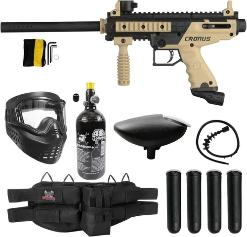 Maddog Tippmann Cronus Basic Paintball Gun Marker and Accessory Starter Packages [HPA] | Marker, 48ci/3000psi Compressed Air Tank, Mask, Hopper,