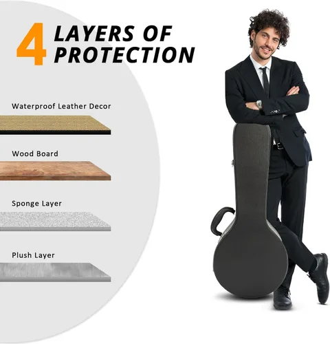 Vista 2 de Ktaxon A-Style - Estuche rígido para mandolina, funda de piel rígida de lujo, funda protectora de madera con interior de felpa