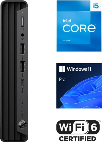 Vista 5 de HP Pro Mini 400 G9, Intel i5-13500T (14 núcleos, Beats Intel i7-12700T), 16 GB de RAM, 256 GB SSD, computadora de escritorio empresarial, Win 11 Pro