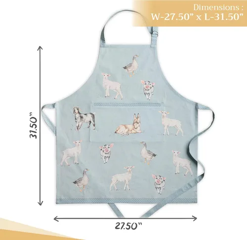 Vista 4 de Maison d' Hermine 100% Cotton Apron for women with Pocket Kitchen Chef Apron for Men Cooking Spring Summer 138 - Barnyard Cute