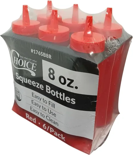 Vista 8 de OCS Parts Paquete de 6 botellas exprimibles de 8 onzas, fáciles de apretar, aptas para lavavajillas, para condimentos y salsa (transparente)