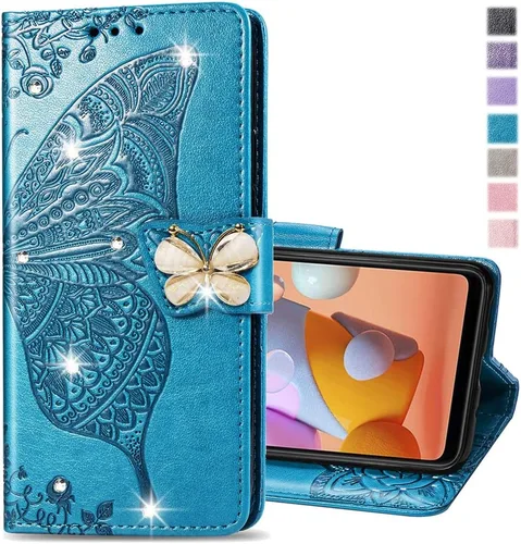 Vista 14 de Wallet Case for Samsung Galaxy Z Fold 5 Case Crystal Glitter Bling with Card Holder Stand Leather Flip Phone Case Diamond Butterfly Protective Case