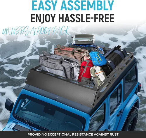 Vista 7 de ECOTRIC Cesta de Carga para Portaequipajes de Techo de 50" x 39" x 4.75" con Barras Transversales Compatible con Automóvil SUV Camioneta Pickup