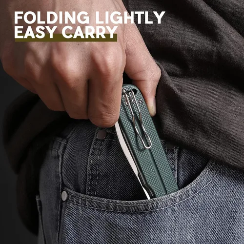 Vista 67 de Firebird Ganzo FH922PT-BK EDC Navaja de bolsillo plegable con filo de navaja, acero inoxidable D2, hoja negra, mango G10 con clip, cuchillo