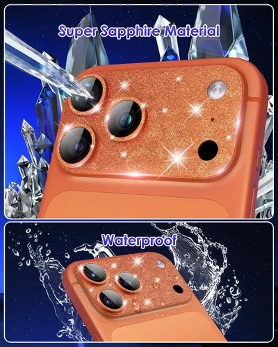 Vista 4 de Protector de lente de cámara compatible con iPhone 17 Pro Max [cobertura completa] Pantalla de vidrio templado 9H, cubierta de cámara con purpurina