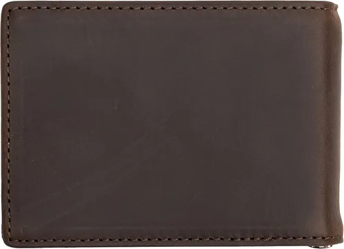 Vista 5 de OX & BIRCH Cartera delgada de cuero genuino con clip para dinero con bloqueo RFID (marrón oscuro), Marrón oscuro, Estilo minimalista