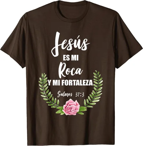 Vista 33 de Jesus ES Mi Roca - Camiseta con versículo bíblico cristiano español Salmos Asphalt Grey