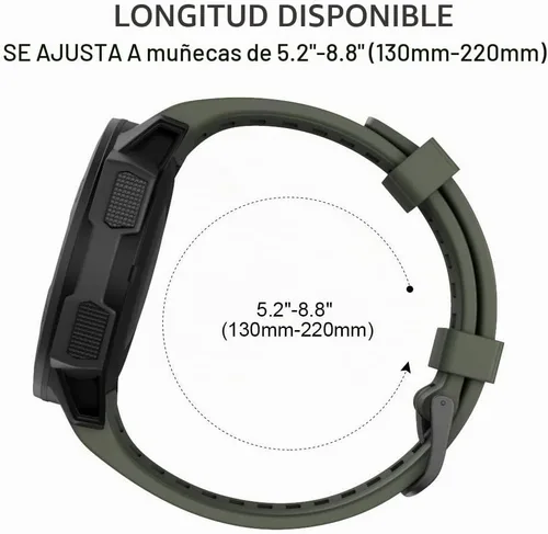 Vista 7 de ANCOOL Correa de repuesto de silicona suave para Garmin Instinct de 0.866 in para Garmin Instinct 2/Solar/Tactica/Esports Smartwatch (verde militar)