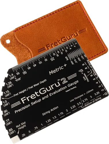 FretGuru METRIC+ Medidor de Acción de Cuerdas 8 en 1 Regla de Trastes de Guitarra Fret Rocker de Precisión - Mecanizado CNC Preciso, Afilado con