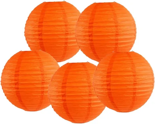 Vista 10 de Faroles de papel colgantes redondos de papel para bodas, decoraciones de fiesta de cumpleaños (negro, 4 pulgadas (3.9 in) - 5 piezas)