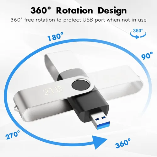 Vista 3 de Unidad flash USB de 2 TB 2000 GB USB 2.0 Pulgar Drive Giratorio USB Stick Bulk Gig Stick Memory Stick Metal Pulgar Drives