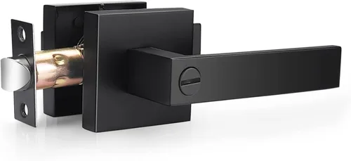 Probrico Palanca de Puerta de Cama y Baño Negro Mate Servicio Pesado Manija de Puerta de Privacidad, Cerradura de Puerta Sin Llave Interior Baño