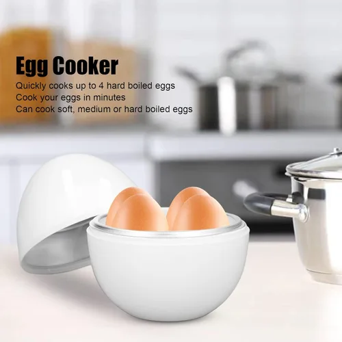 Vista 3 de Olla rápida para huevos para microondas, capacidad para 4 huevos, diseño compacto, material ABS, forma de huevo, herramientas de cocina, función