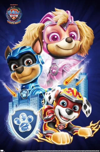 Vista 13 de Trends International Nickelodeon Paw Patrol: The Mighty Movie - Póster de pared grupal, 22.4 pulgadas de largo x 14.7 pulgadas, versión enmarcada